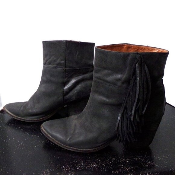 Jeffrey Campbell Roswell Grey Fringe Ankle Boots - Picture 6 of 7